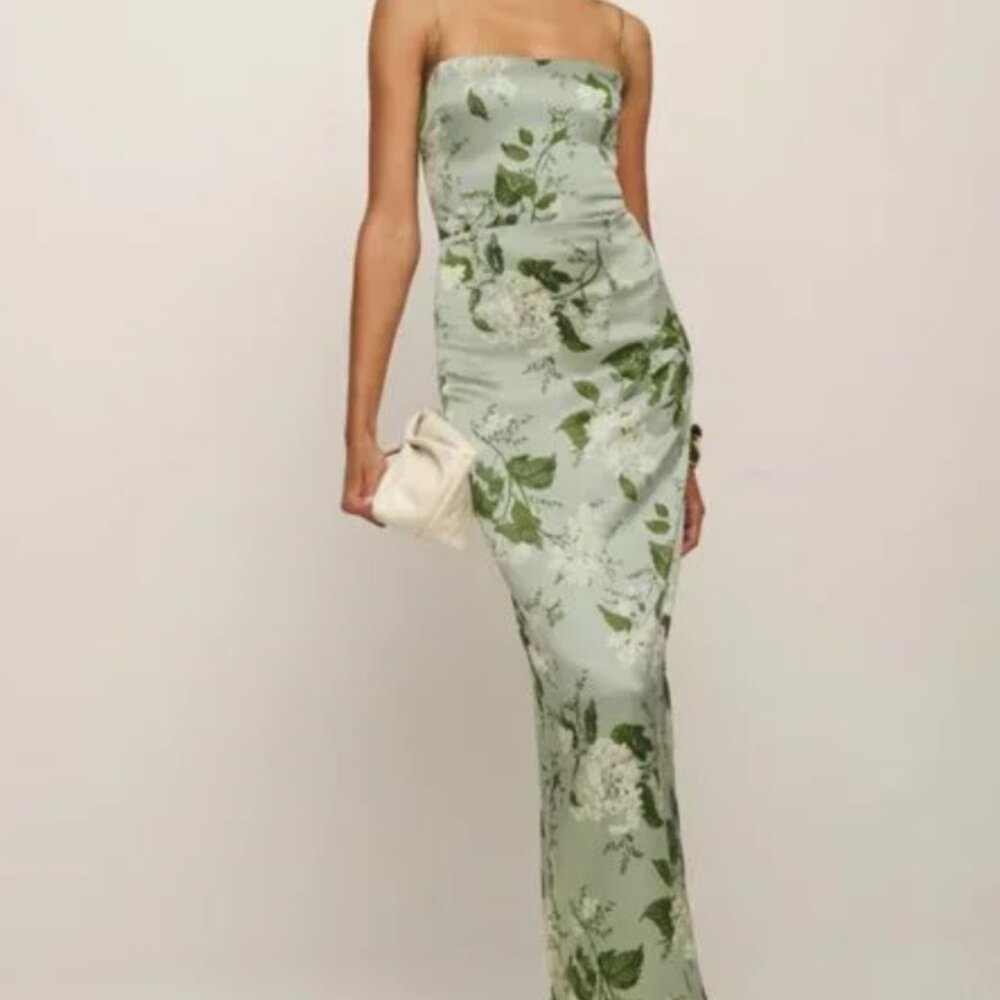 Sage Green Reformation Frankie Silk Dress Size 8